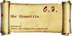 Ohr Hippolita névjegykártya